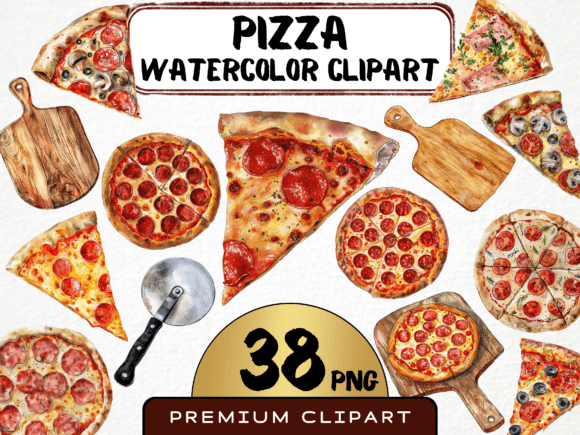 Download Watercolor Pizza Clipart Bundle - Premium Resources