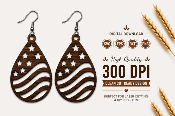 Download 4th of July Earrings Laser Cut File - Laser cut file Collection