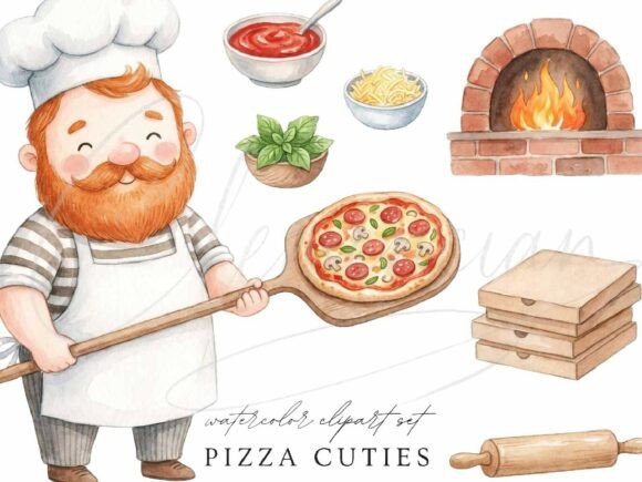 Download Pizza Chef Clipart PNG Cute Pizzeria - Premium Resources